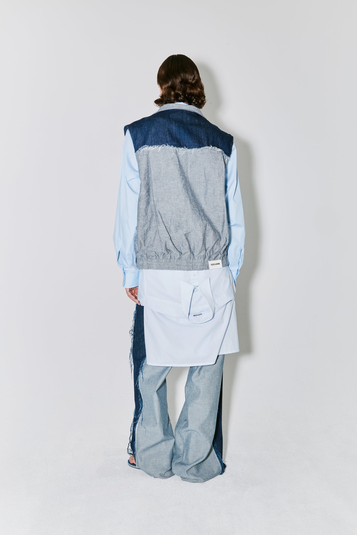 VALI vest blue denim inside out