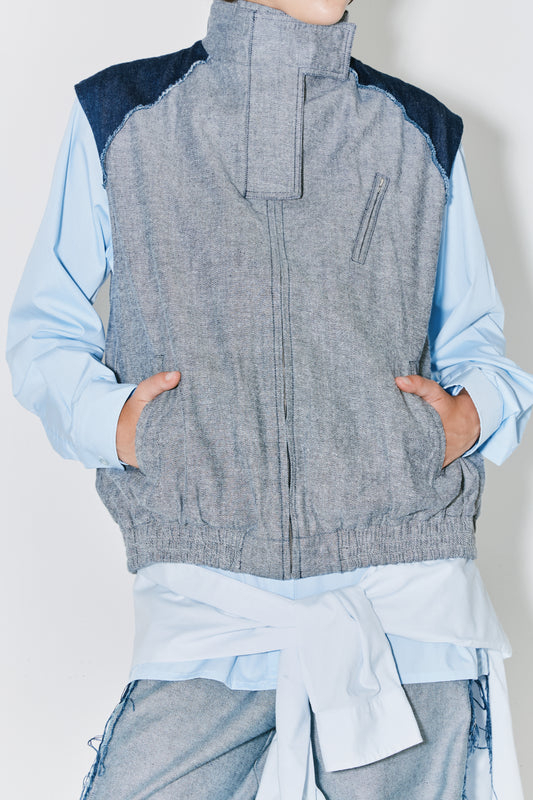 VALI vest blue denim inside out